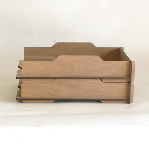 A4トレー／ウォールナット突板／書類整理ラック フリーボックス