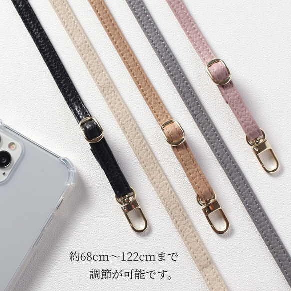 レザー ストラップ ショルダー スマホケース iPhoneケース 韓国 全機種対応 カバー スマホショルダー 肩掛け 2枚目の画像