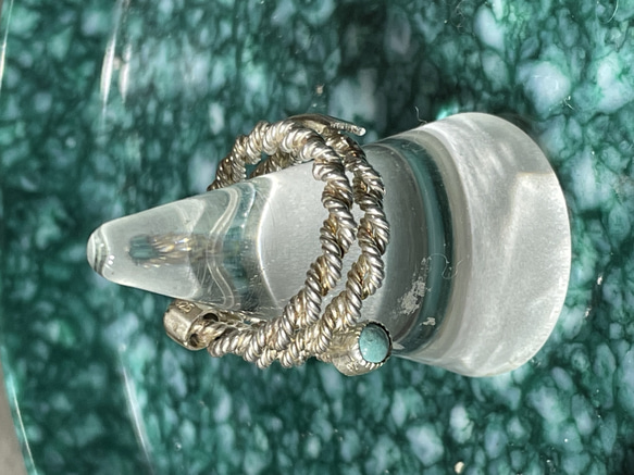 silver925 rodeo rope ring with strowberry mountain turquoise 4枚目の画像