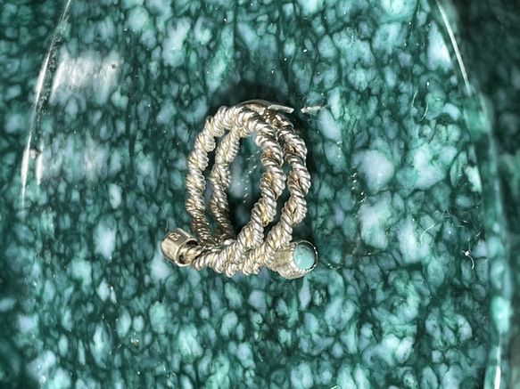 silver925 rodeo rope ring with strowberry mountain turquoise 5枚目の画像