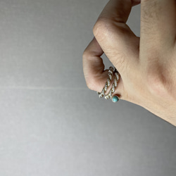 silver925 rodeo rope ring with strowberry mountain turquoise 10枚目の画像