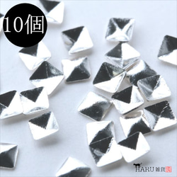 金屬螺柱 10 顆 ★k27/銀 ★方形中型金屬零件 裝飾零件 指甲零件 (nail-parts) 第1張的照片