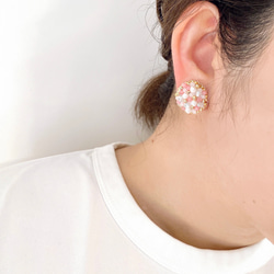 櫻花色天然石耳環/穿孔耳環 第6張的照片