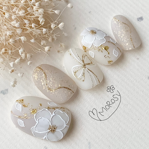 no.013 ネイルチップ 結婚式 成人式 前撮り 白 振袖 卒業式 フラワー no.013 ネイルチップ 結婚式 成人式 前撮り 白 振袖 卒業式 フラワー