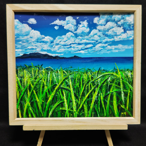 油絵 絵画 【サトウキビ畑の海】 絵画 HR 通販 15174714