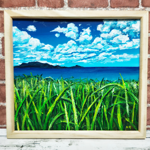 油絵 絵画 【サトウキビ畑の海】 絵画 HR 通販 15174714