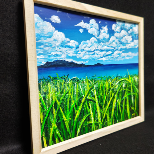 油絵 絵画 【サトウキビ畑の海】 絵画 HR 通販 15174714｜Creema