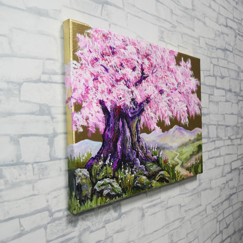 千年の桜」油彩画（F4号 ※サイズ）｜重厚な筆致で描く桜の原画 絵画