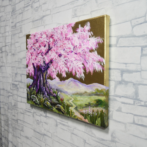 千年の桜」油彩画（F4号 ※サイズ）｜重厚な筆致で描く桜の原画 絵画