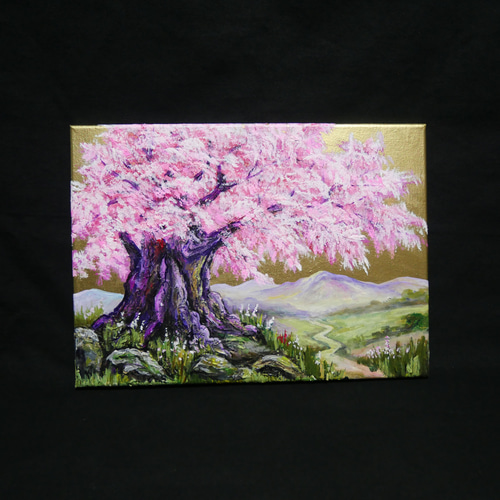 千年の桜」油彩画（F4号 ※サイズ）｜重厚な筆致で描く桜の原画 絵画