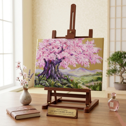 千年の桜」油彩画（F4号 ※サイズ）｜重厚な筆致で描く桜の原画 絵画