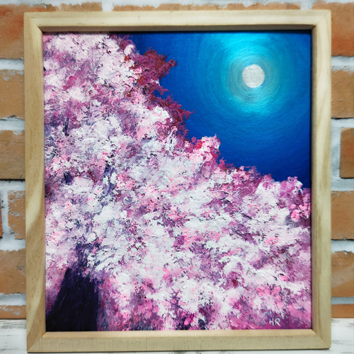 油絵 絵画 【満月の桜】 絵画 HR 通販 15174787｜Creema(クリーマ)