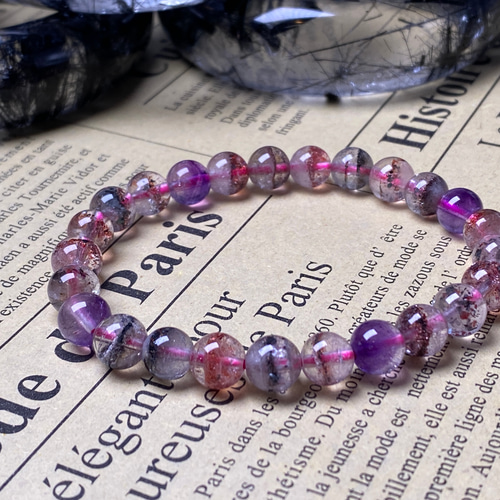 天然石　スーパーセブン　ブレスレット　ブレス　レピド ミックスカラースーパーセブン ブレスレット 14.4㎜ XA | 天然石