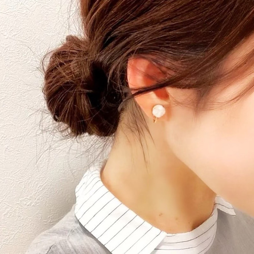 かすみ草風一粒ピアス/イヤリング ピアス（スタッド・一粒