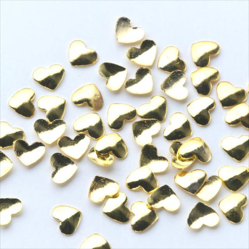 T-378 メタルスタッズ☆k34/ゴールド☆10個 ハート メタルパーツ