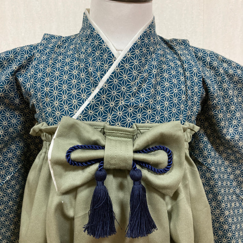 送料込み】ハンドメイド 男の子 被布 ベビー袴 2点セット 和服 送料込み】ハンドメイド 男の子 被布 ベビー袴 2点セット 和服