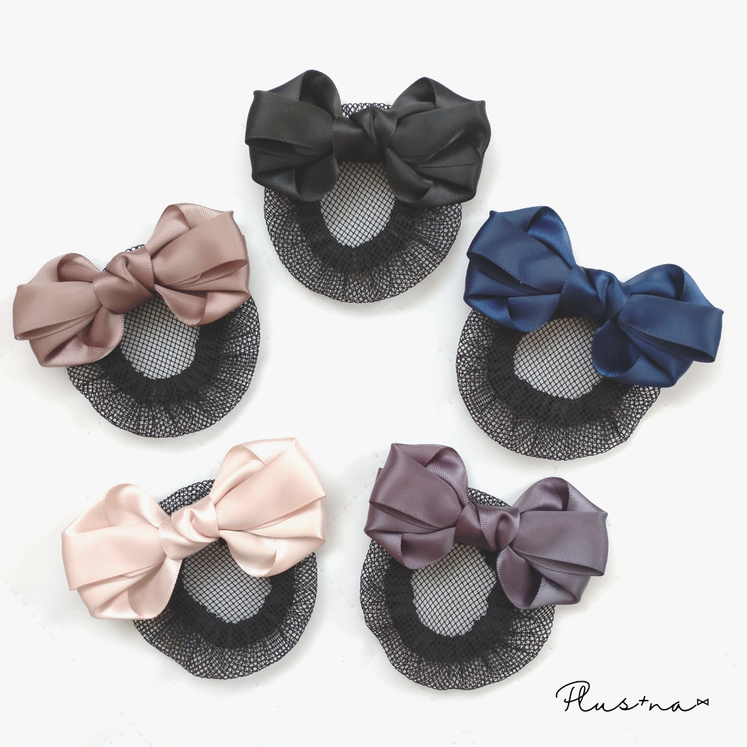 コンプレックスビズ　リボン　バレッタ　シニヨン　ヘアネット付き（取り外し可能） リボン バレッタ シニヨン ネット付き ベルベットのリボン 日本