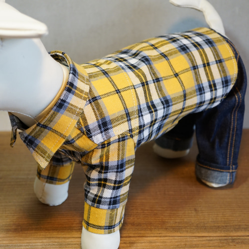 【ギフ_包装】 冬服新色✨犬服 マスタードイエローⅡ☆アメカジ好きのための 犬服・アクセサリー