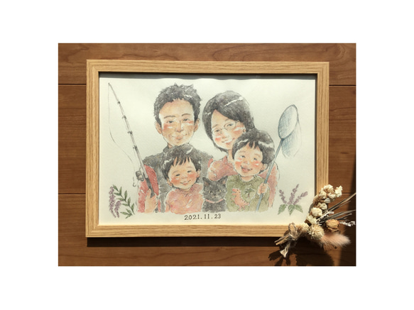 新作人気 似顔絵オーダー A4 水彩 オーダーメイド 記念日 /イラスト 絵画