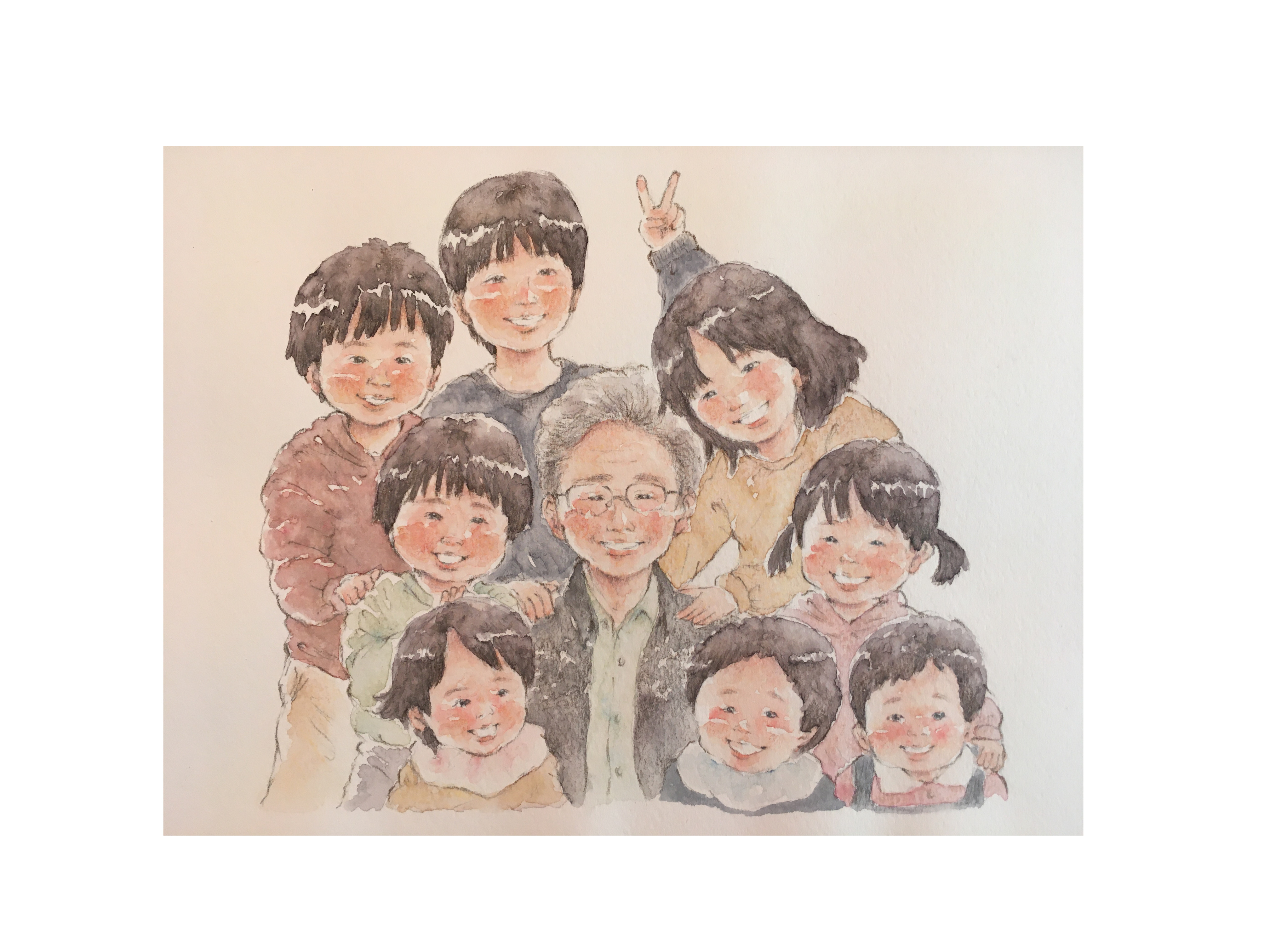 似顔絵オーダー　似顔絵　A4サイズ　14名様　還暦祝い