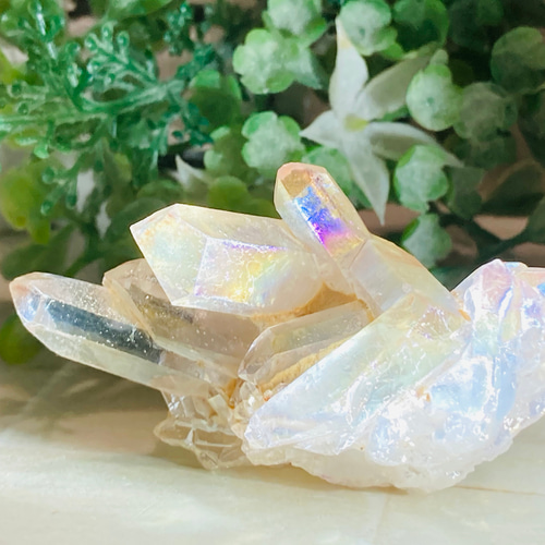 七色の夢໒꒱✨ エンジェル オーラ 水晶 クリスタル クラスター 原石
