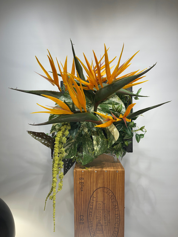 光触媒 人工観葉植物 ウォールグリーン フェイクグリーン ストレチア花