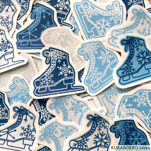 雪の結晶柄フィギュアスケート靴のフレークシール シール・ステッカー