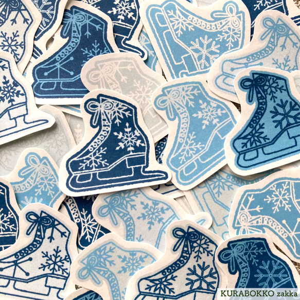 雪の結晶柄フィギュアスケート靴のフレークシール シール・ステッカー