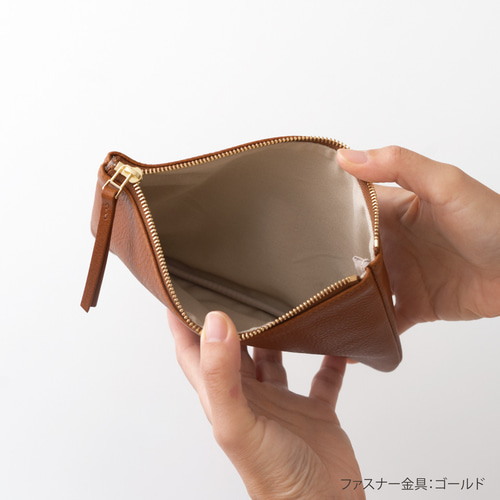 革のフラットポーチL Cognac ポーチ Fuku 通販 15176852｜Creema(クリーマ)