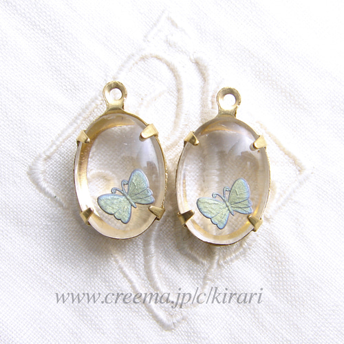 ヴィンテージ インタリオ ガラスカボション ~ Large Butterfly ~大きい  