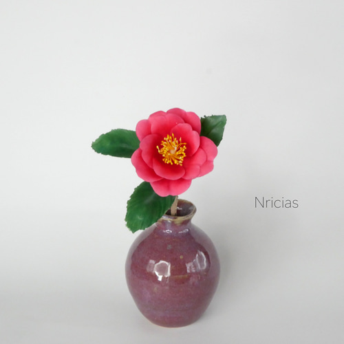 枯れないさざんか✿クレイフラワーNO.S10-10A アートフラワー Nricias