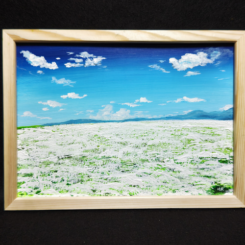 油絵 絵画 【空と白いお花畑】 絵画 HR 通販 15177334｜Creema