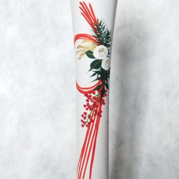 『新春』花ろうそく　しめ飾り　正月飾り　絵蠟燭　和蠟燭　伝統工芸　キャンドル　Japanesecandle 3枚目の画像