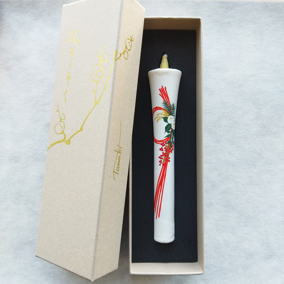 『新春』花ろうそく　しめ飾り　正月飾り　絵蠟燭　和蠟燭　伝統工芸　キャンドル　Japanesecandle 6枚目の画像