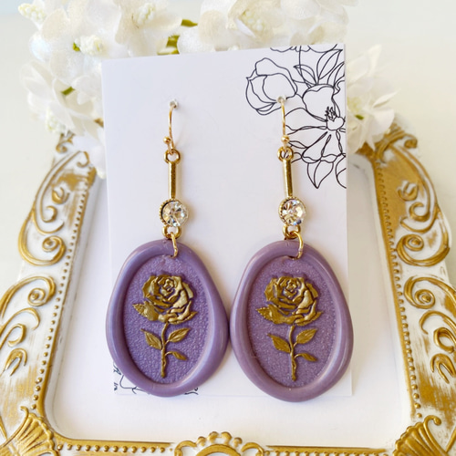 フラワー・シーリングスタンプピアス2 ピアス（フック・チェーン） 花