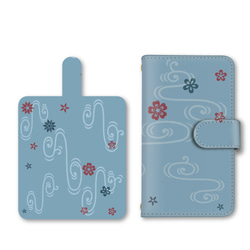 和柄 シンプル スマホケース 手帳型ケース iPhoneケース 携帯ケース ミラー カード収納ポケット ストラップホール 2枚目の画像
