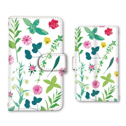 花柄 ボタニカ スマホケース 手帳型ケース iPhoneケース 携帯ケース ミラー カード収納ポケット ストラップホール 1枚目の画像