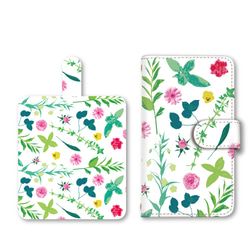 花柄 ボタニカ スマホケース 手帳型ケース iPhoneケース 携帯ケース ミラー カード収納ポケット ストラップホール 2枚目の画像