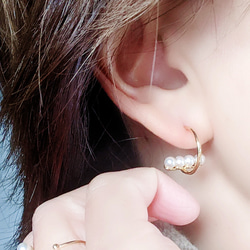SV925 珍珠耳環、戒指、耳骨夾3件套 第7張的照片