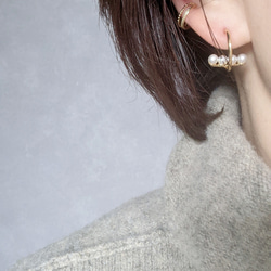SV925 珍珠耳環、戒指、耳骨夾3件套 第6張的照片