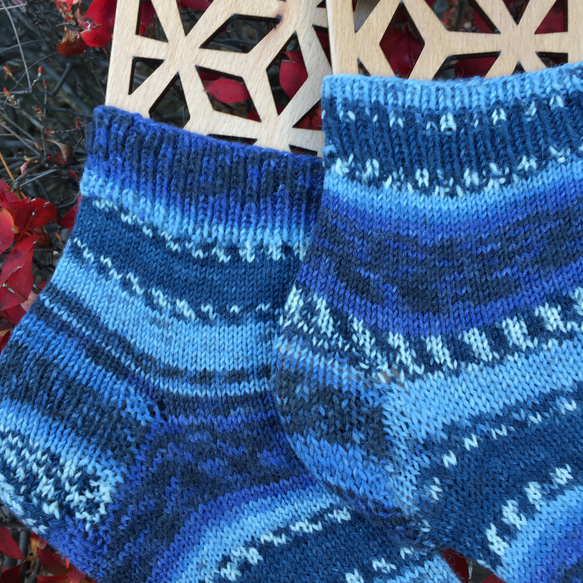 ドイツopalの毛糸で編んだ靴下　24〜26cm 2枚目の画像