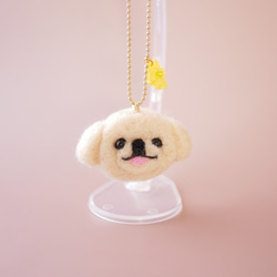 ペキニーズ クリーム 犬とお花チャーム バッグにつけて一緒にお出かけ  ギフト プレゼント ペキニーズ 雑貨 グッズ 4枚目の画像