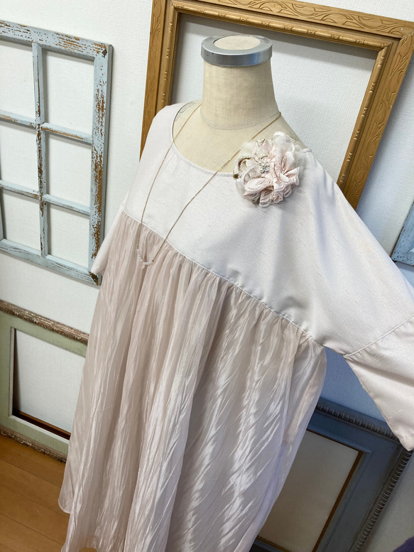 Sale price ★ Wedding after-party dress ❤️ 縮褶薄紗連衣裙 米色粉色（尺碼從 L 到 L 第6張的照片