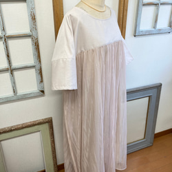Sale price ★ Wedding after-party dress ❤️ 縮褶薄紗連衣裙 米色粉色（尺碼從 L 到 L 第13張的照片