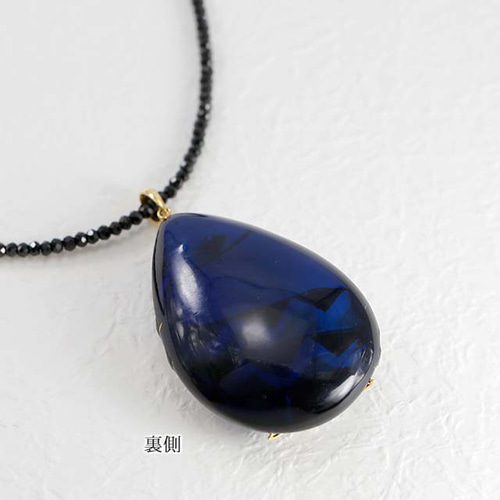 18金 K18 琥珀 サファイアブルーアンバー 江戸蒔絵 ダイヤモンド
