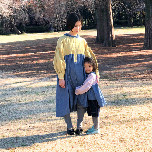 親子セット】ピエロの長袖ブラウス・ワンピース -sakura/ichou- 子供服