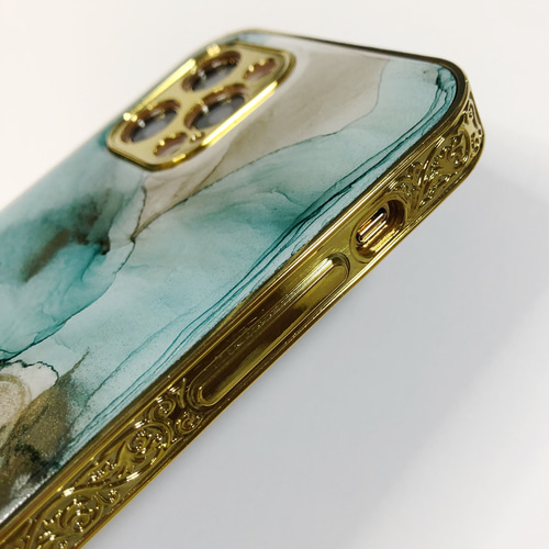 アルコールインクアートiPhoneケース/TPU【くすみブルー】 iPhone