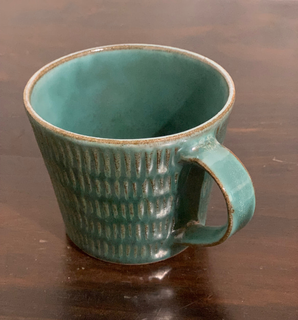 陶器　緑青マグカップ 7枚目の画像