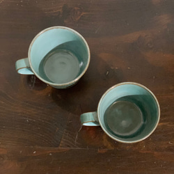 陶器　緑青マグカップ 5枚目の画像
