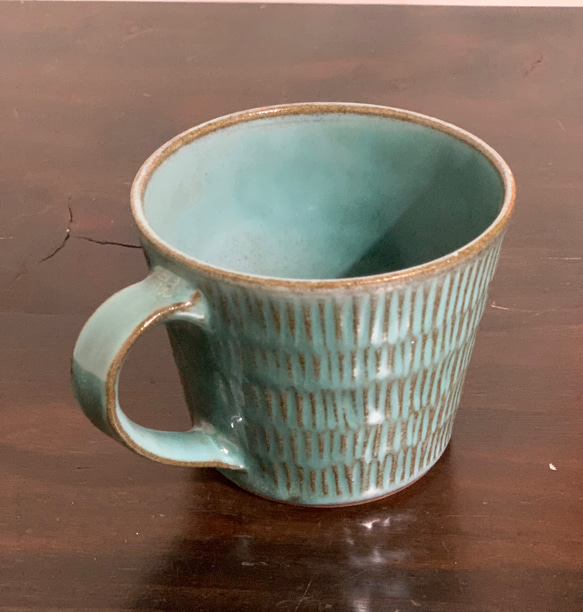 陶器　緑青マグカップ 8枚目の画像